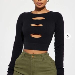 Fashion Nova Black Cut-Out Crop Top